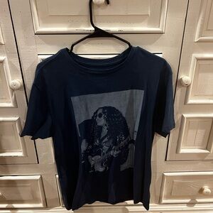 Graphic Tee with Guitarist Print